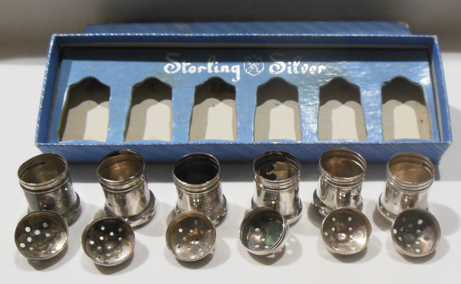 Set of 6 Mini Sterling Salt & Pepper Shakers VL Vincenzo Lollo NY MIB