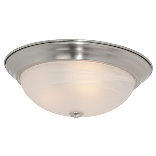 15 in Modern 3-Light Flush Mount Ceiling Light with Alabaster Satin Platinum