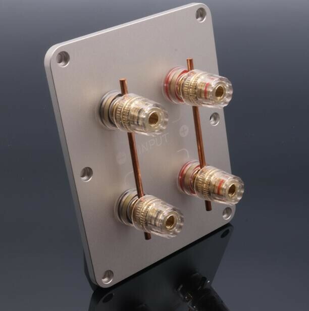 1pcs 122mm x 96mm Square 4-Way Speaker Junction Box Copper Terminal Binding Post