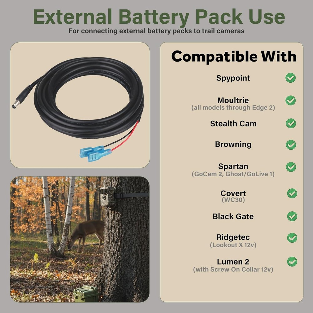 Trail Camera DC Power Cord 79 Inch 5.5x2.1mm