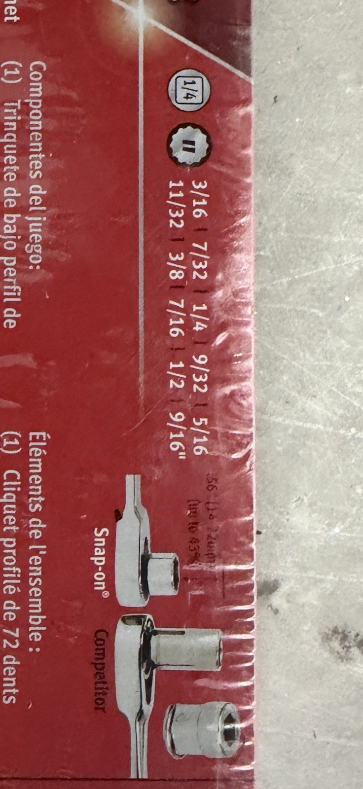 Snap-On 12 pc 1/4" Drive 12-Point SAE Flank Drive Low Profile Ratchet/Socket Set