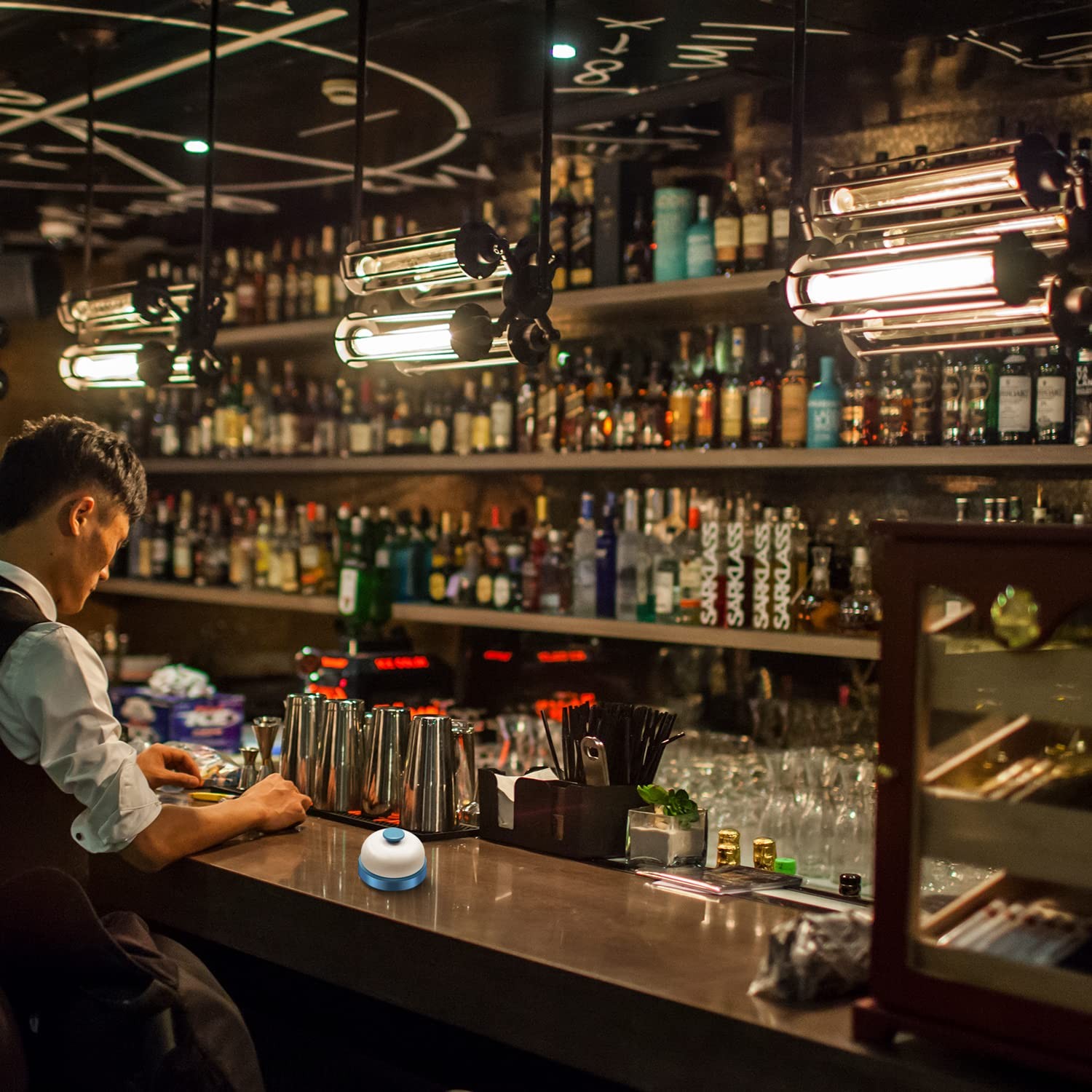 Call Bell,Service Bell Desk Dinner Front 7.2 x 4.8 cm, Blue