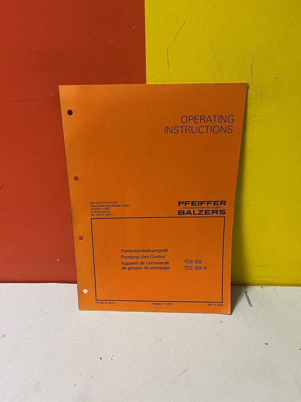 PFEIFFER PM 500 147 BOX TCS 302 Pumping Unit Control Operating Instructions