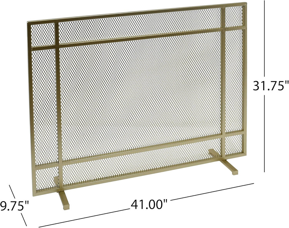 Modern Gold Iron Firescreen - Elegant Single Panel Design by Markus