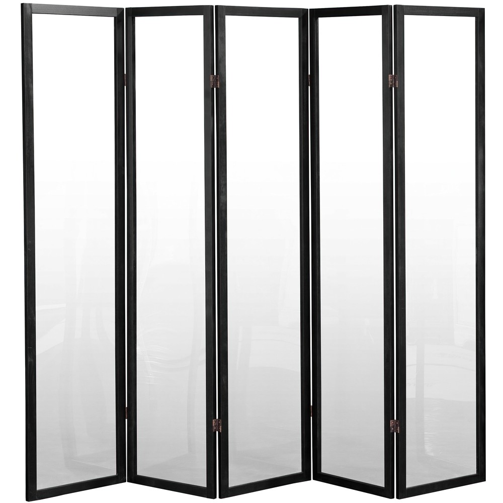 6 ft. Tall Clear Plastic Partition Black 5 Panel