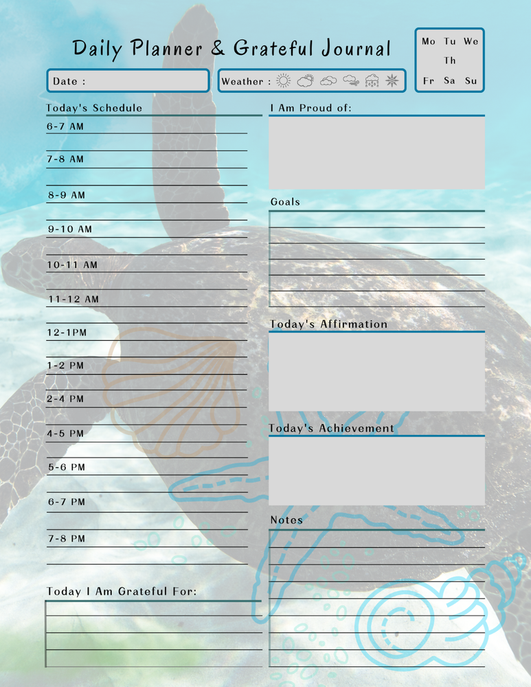 Sea Creatures Planner & Grateful Themed Journal