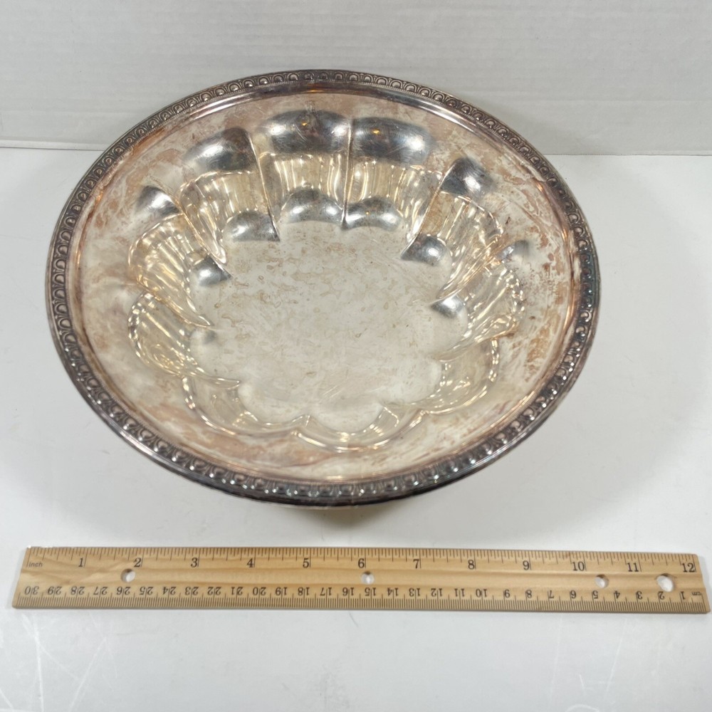 LBS Smith Co Silverplate Bowl 10.5" Vintage 1930-50s EPC Sheffield Rolled Edge