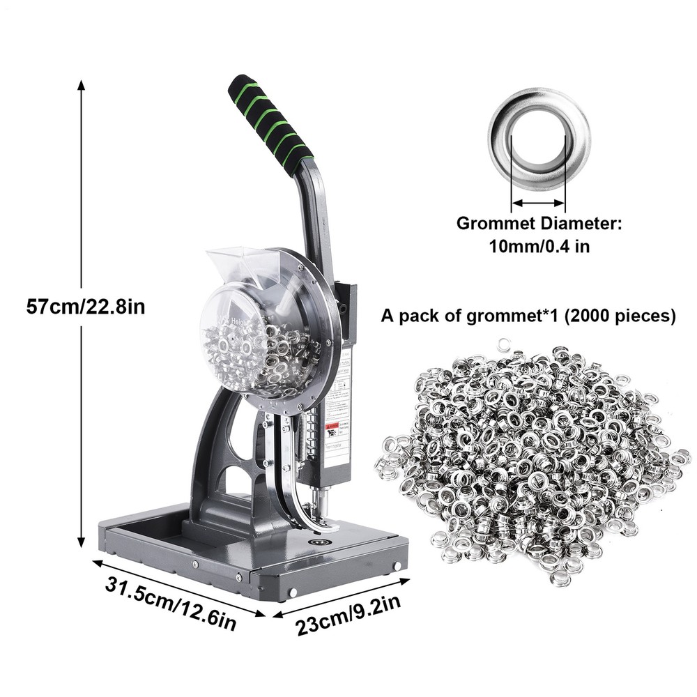 Automatic Hand Press Heavy Duty Eyelet Grommet Machine Punch Tool Kit 2000