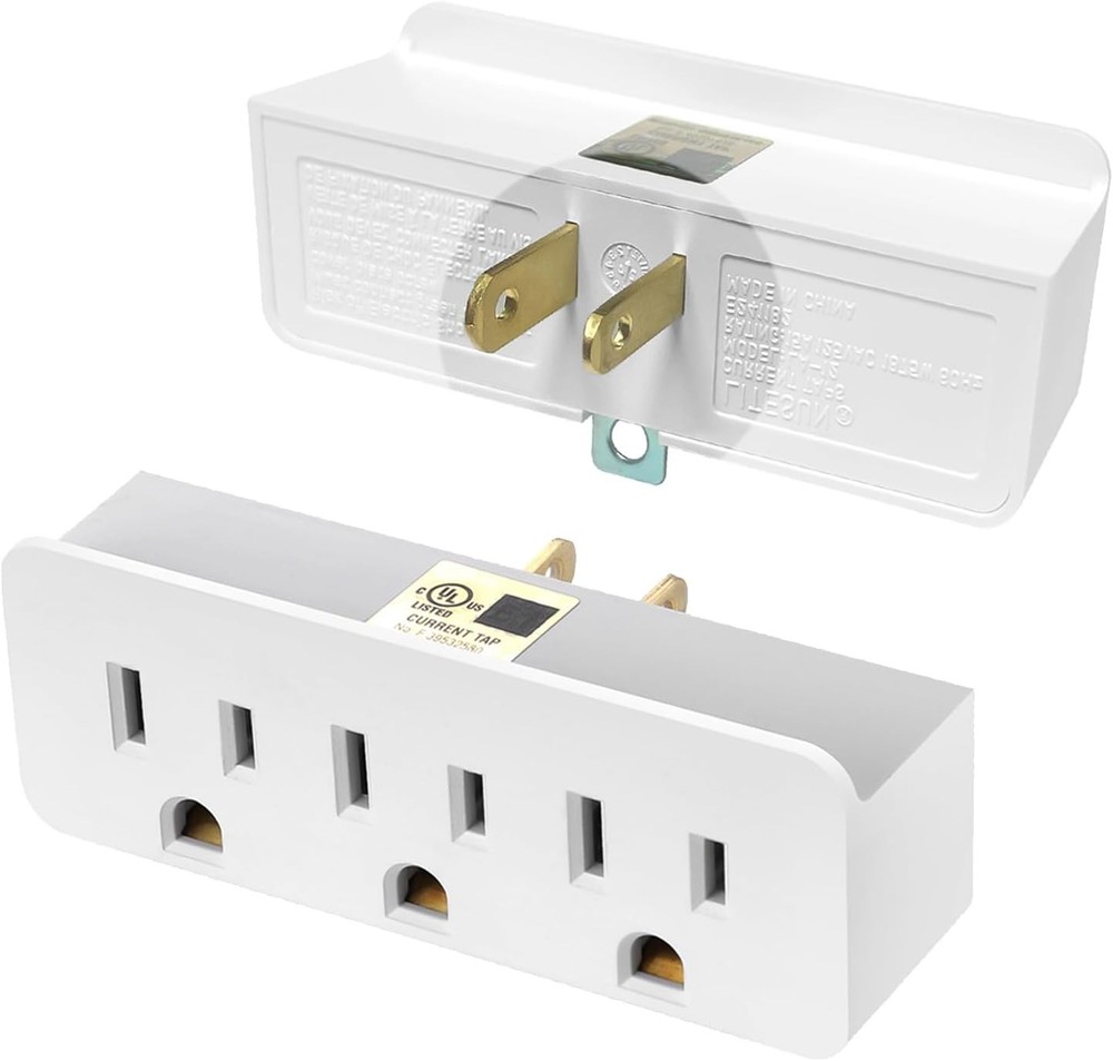 3 to 2 Prong Adapter Triple Outlet Plug Splitter