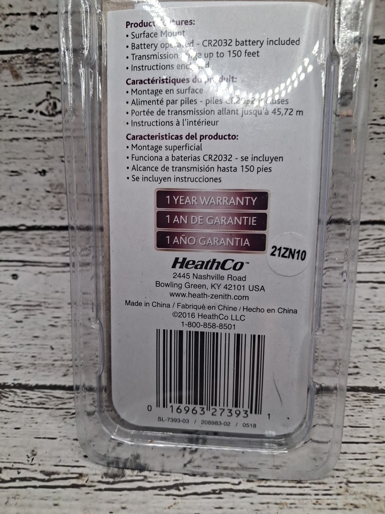 Heath Zenith SL-7393-03 Plastic Wireless Surface Pushbutton Doorbell