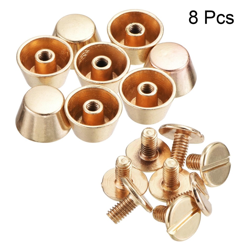 12x7mm Rivet Studs Screw Back Flat Cable Feet Stud Gold Tip 8pcs