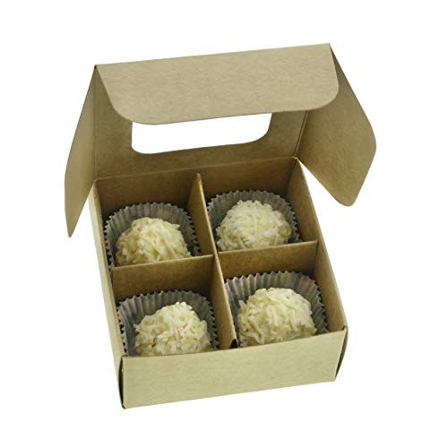 Mini Truffle Boxes with Window and Dividers - Extra Small - Four Kraft