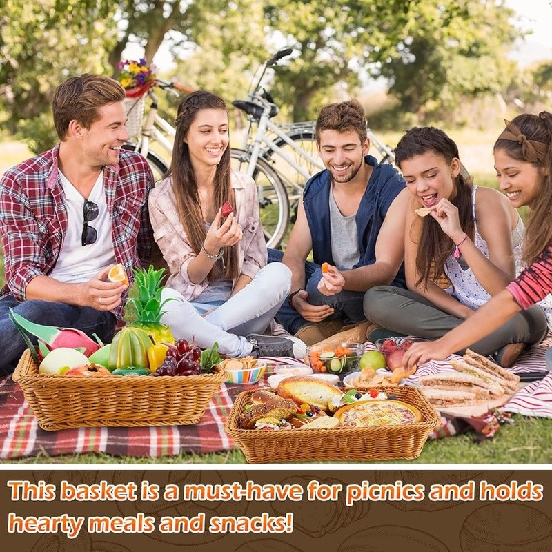 10 Pcs Rectangular Wicker Baskets Food Storage Serving Display Fruits Snacks New