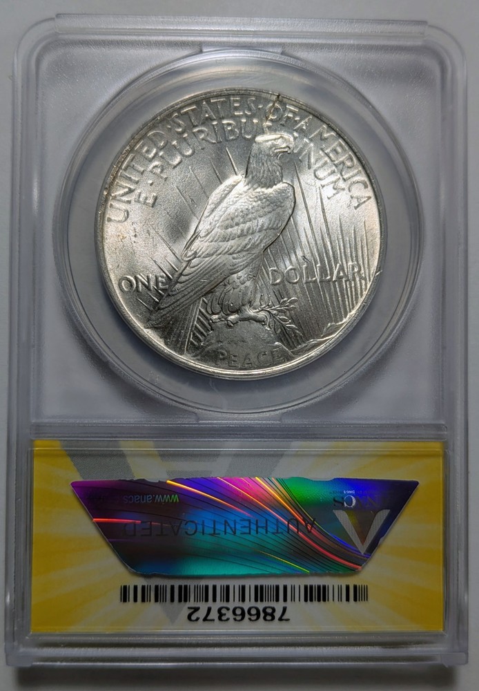1923 Peace Silver Dollar ANACS MS-63 Struck on Cracked Blank Planchet Mint Error