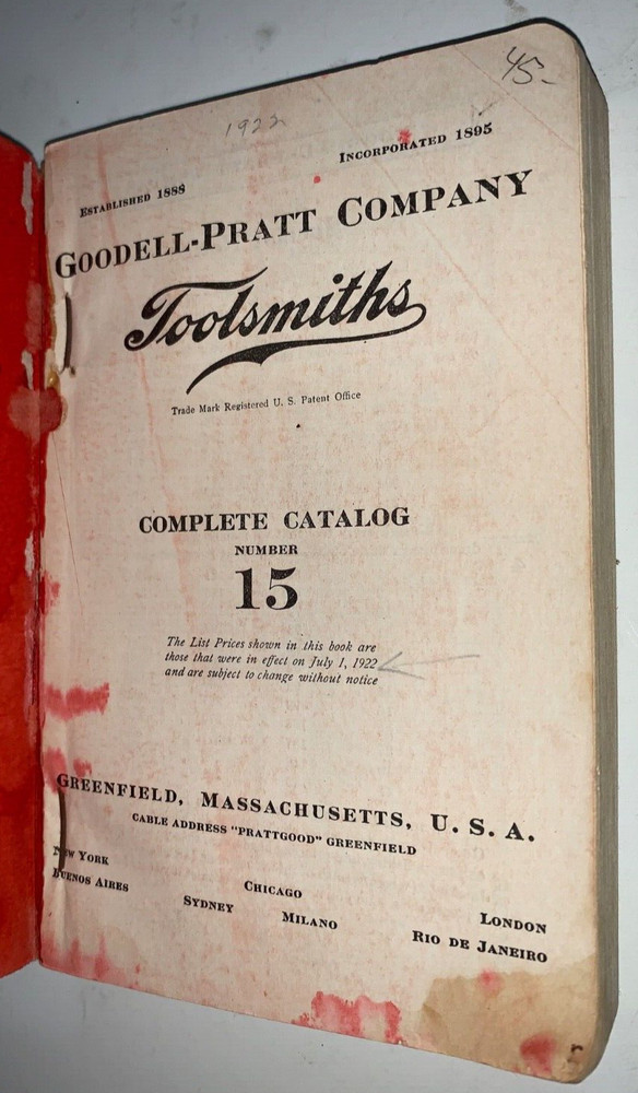 Goodell Pratt Catalog #15, 1922