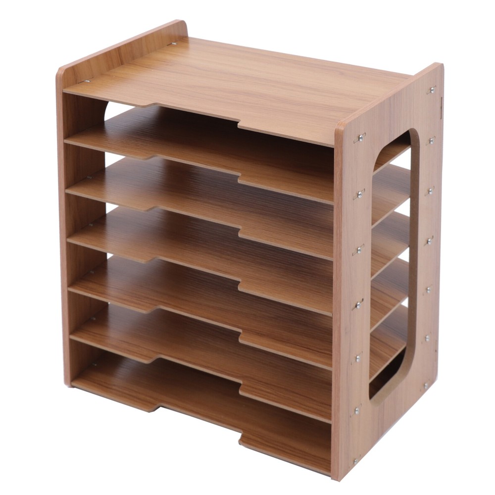 Wood Desktop Organizer Paper File Holder For Office Home Document Storage Rack