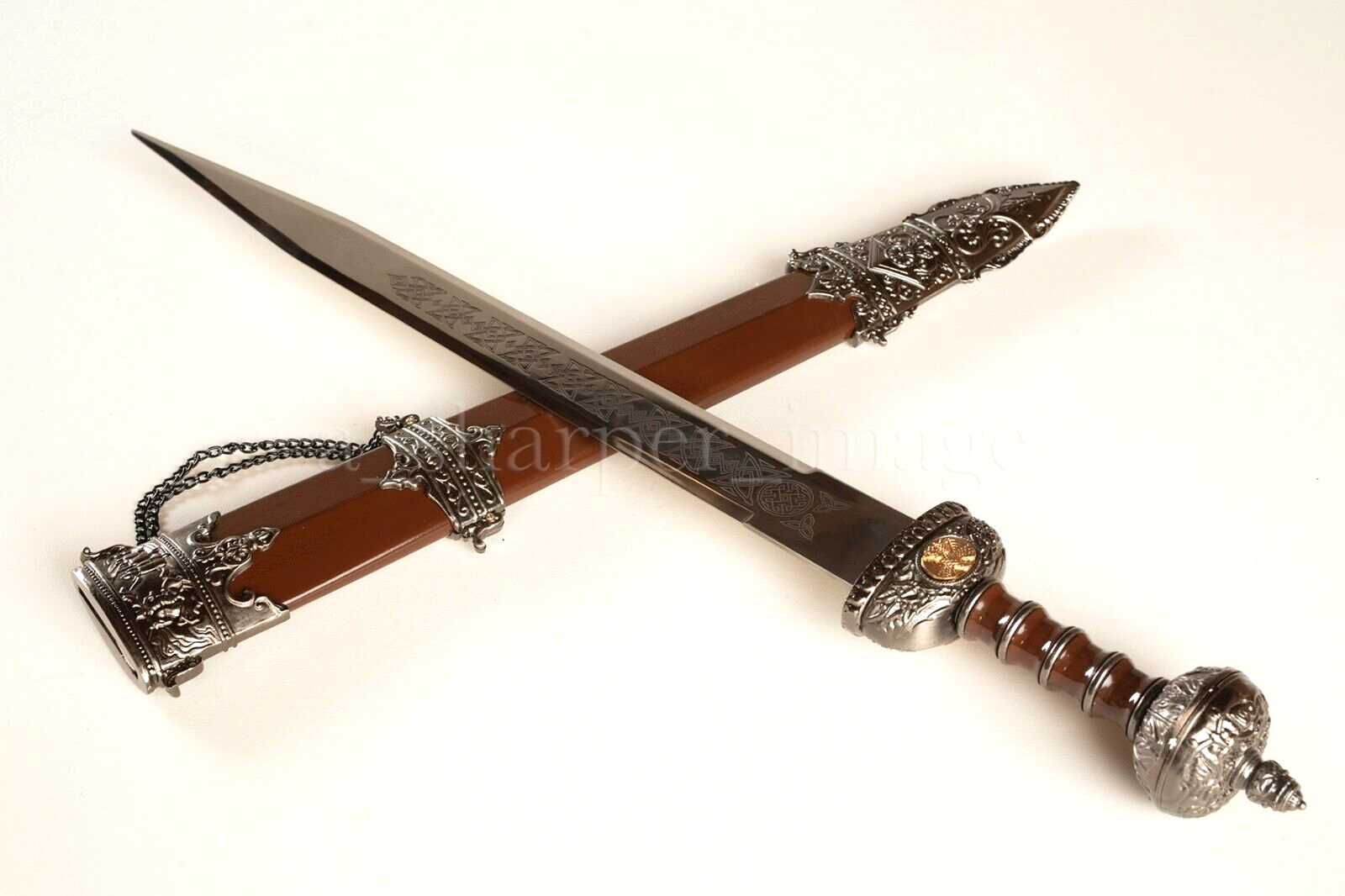 31" Roman Legion Gladius Sword Maximus Centurion, Scabbard & Display Stand SOLID