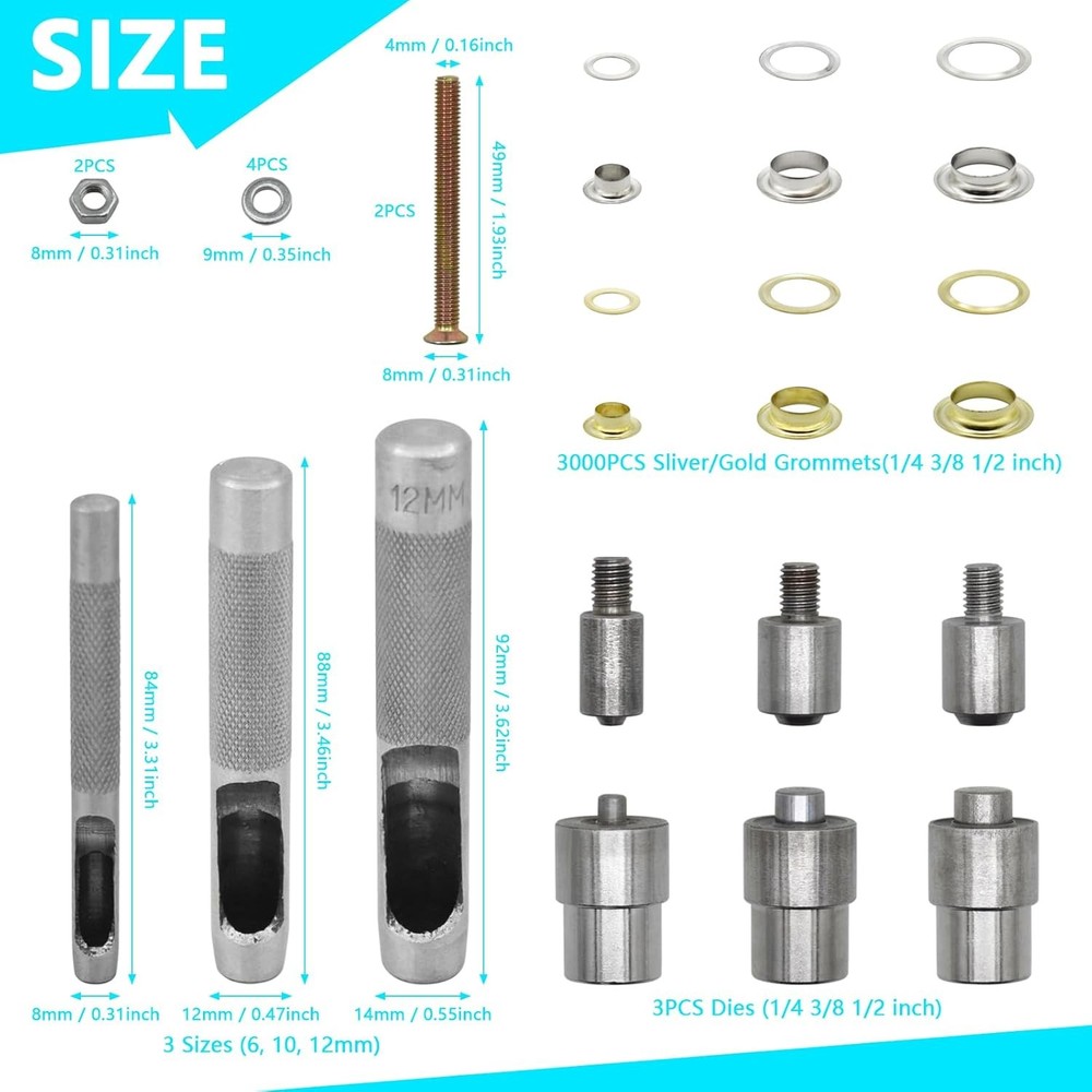 Grommet Tool Kit, Hand Press Machine Kit Heavy Duty...
