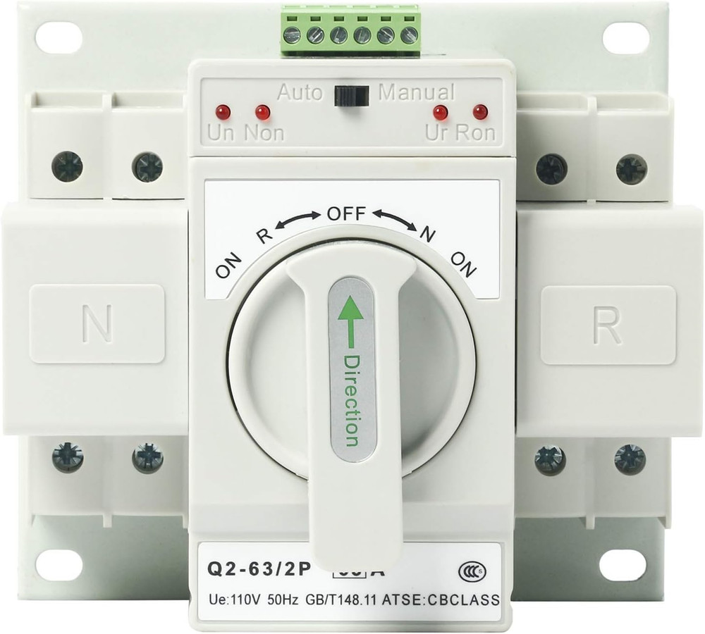 Automatic Transfer Switches 2P 63A 110V, Dual Power Toggle Controller Change-Ove