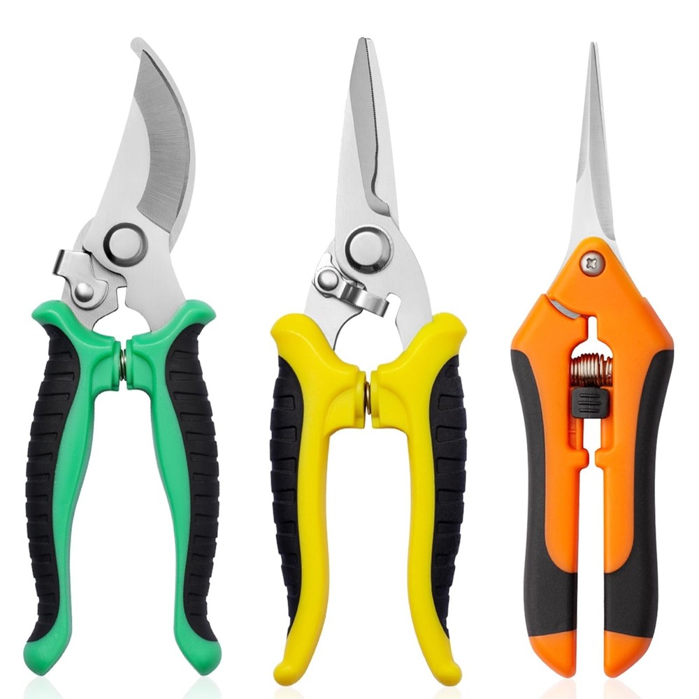 Drametic+ 3 Pack Garden Pruning Shears Multicolor Gardening Scissors Set