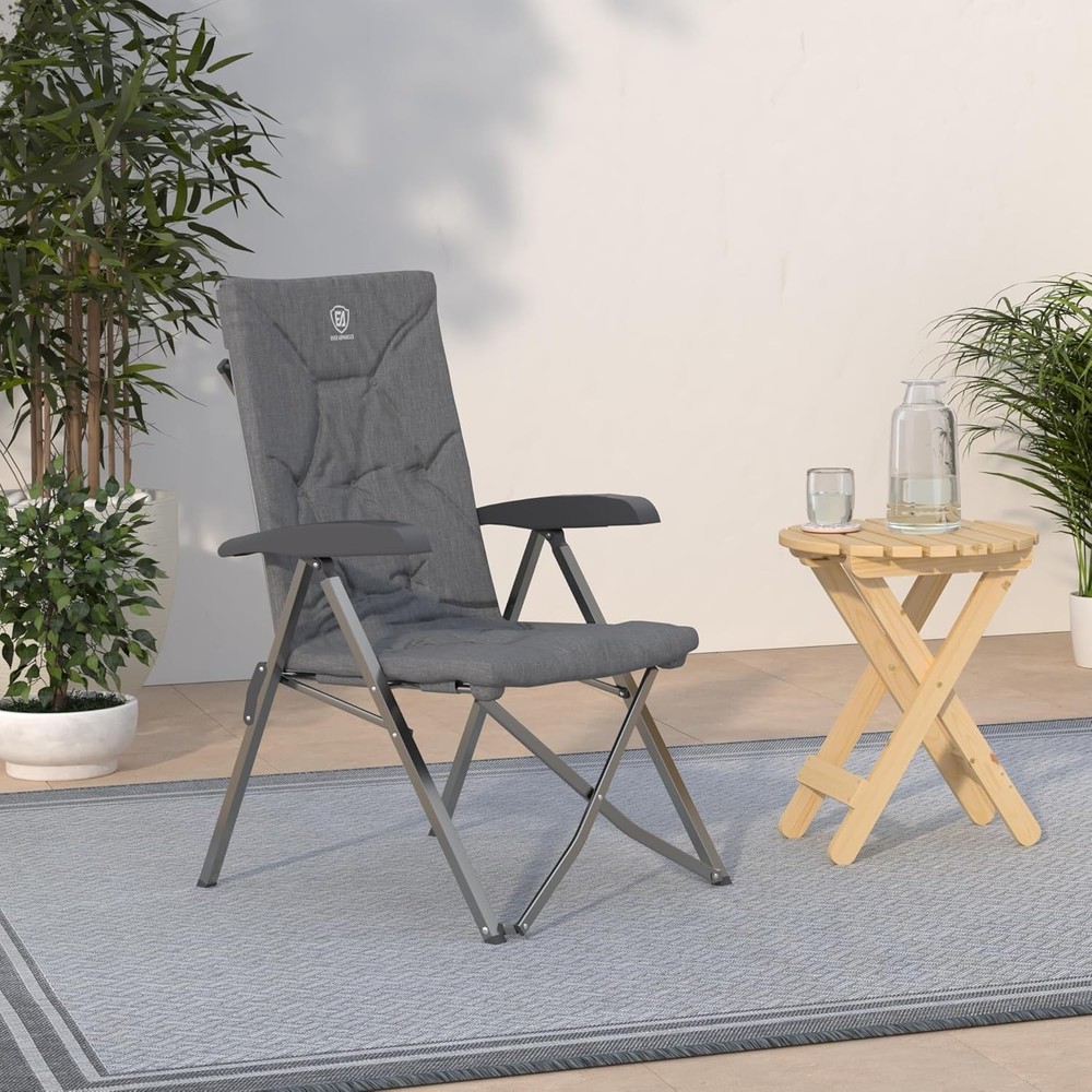 EVER ADVANCED Folding Camping Lounge Chair Fully Upholstered Adjustable