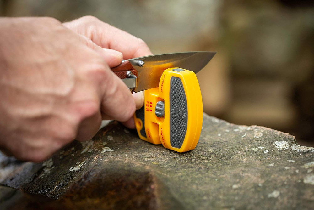 Smith’S 50917 Adjustable 2-Step Knife Sharpener – Yellow - Preset Coarse & Fine