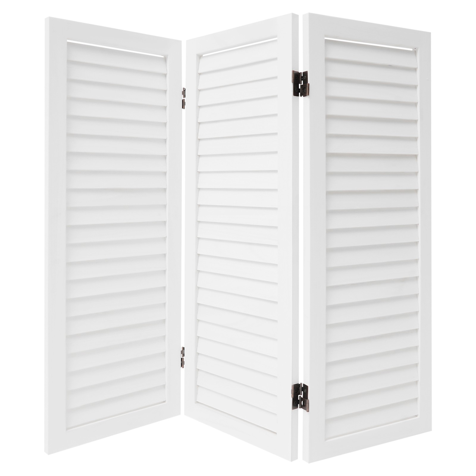 3-Panel Folding Room Divider Indoor Wooden Wall Separation Privacy Screen White