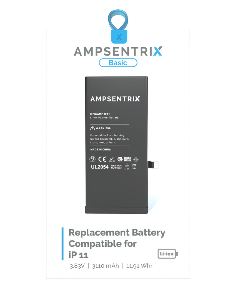 Original AmpSentrix Basic Fast Charging Battery Replacement for I Phone 11