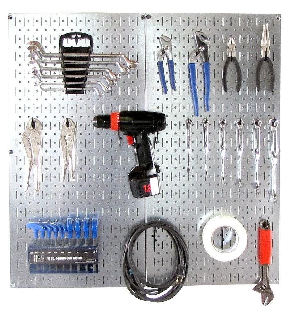 Pegboard 32in x 16in Galvanized Metal Pegboard Tool Board Panel