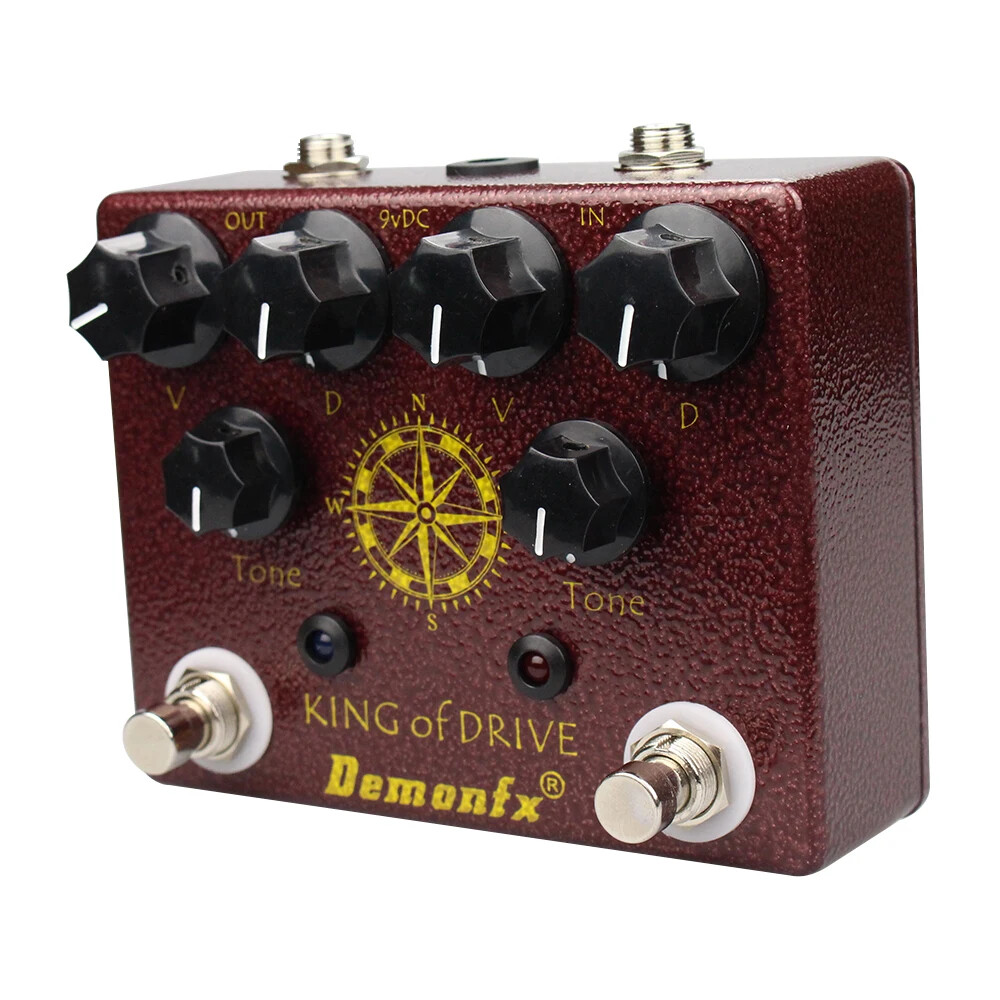 Demonfx King Overdrive Guitar Effect Pedal Boost Distortion Drive 4 DIP Switch