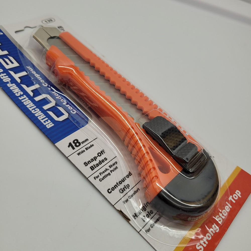Bazic Orange Retractable Snap-Off Utility Cutter Ergonomically designed 18mm