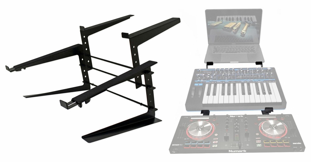 Rockville Dual Shelf Laptop+Controller Stand for M-Audio Code 49 Keyboard