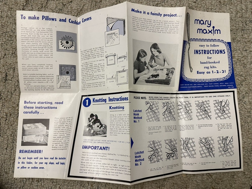 Vintage Precut Rug Yarn With Instructions