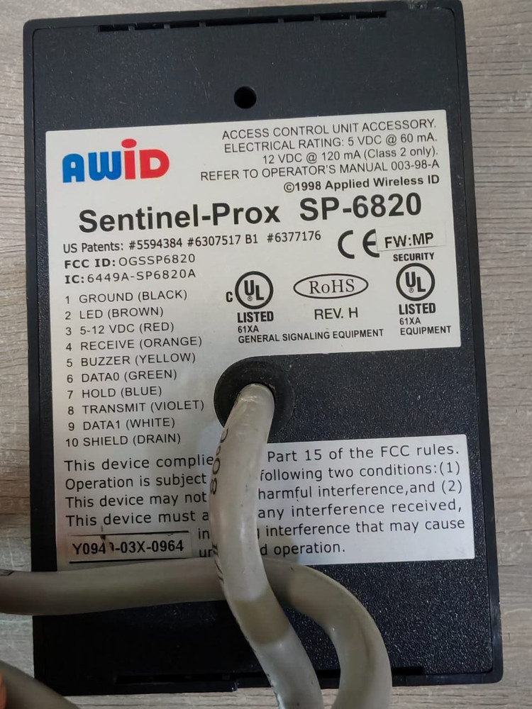 LENEL SP-6820 PROXIMITY READER REV. H