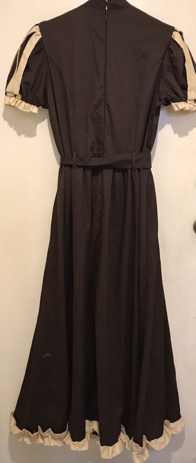 Retroscope Fashions Handmade Victorian Brown Dress - Puff Sleeve - SMALL