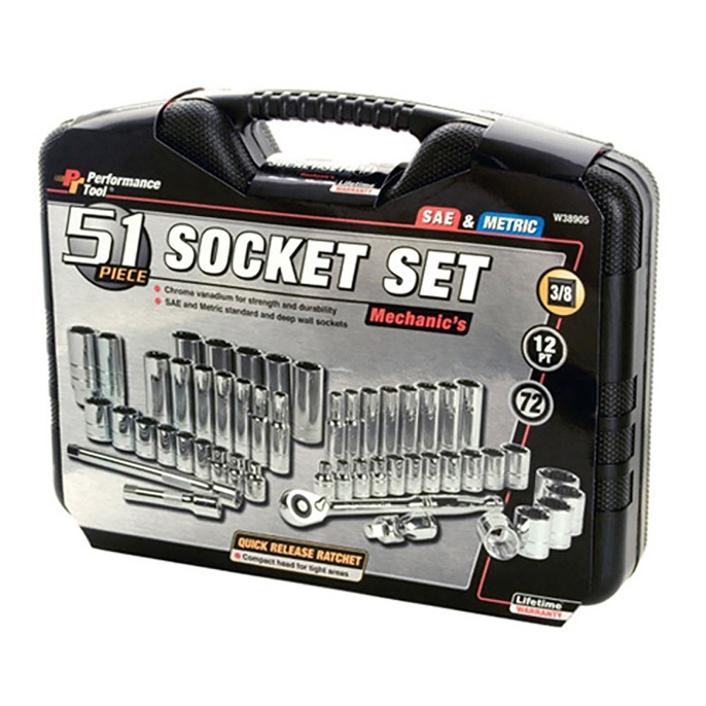 Performance Tool 51PC 3/8" Dr MECHANIC'S Set W38905