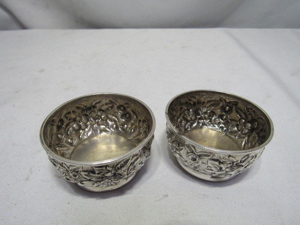 BLACK, STARR & FROST repousse open salt & pepper dish (2)