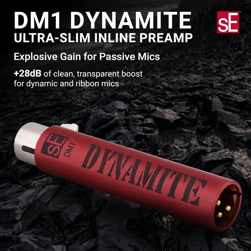 sE Electronics DM1 Dynamite Ultra-Slim Inline Microphone Preamp for Ribbon &...