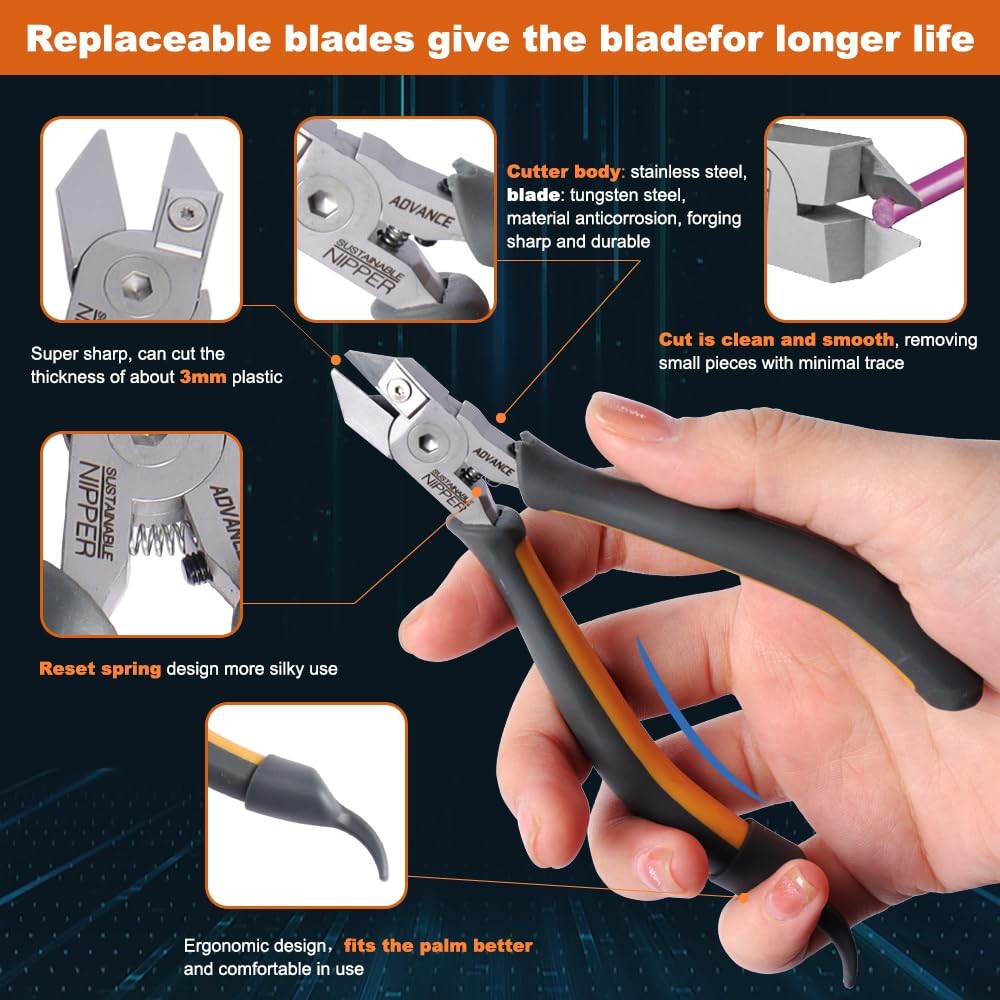 Model Nippers for DIY Model Building Replaceable Blade, Gundam Model Tools fo...