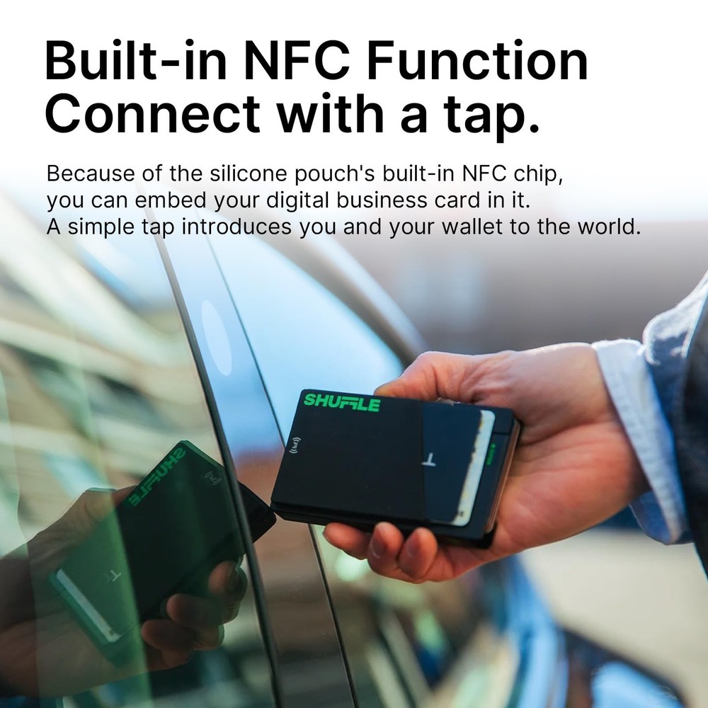 Shuffle Wallet - Silicone Pouch with NFC Function, Digital Business Card Chip...