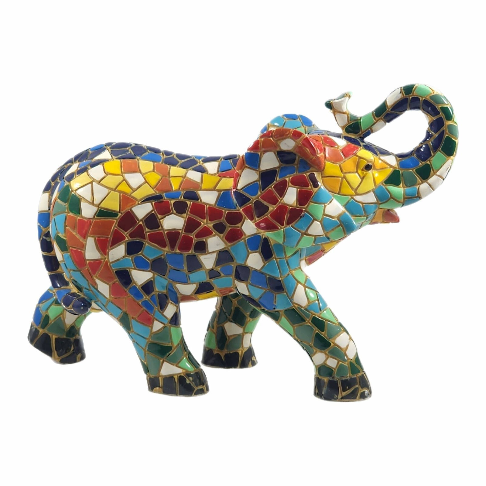 Vintage Mosaic Lucky Elephant Figurine Handmade Luck Statue Vtg Gaurdi Barcino