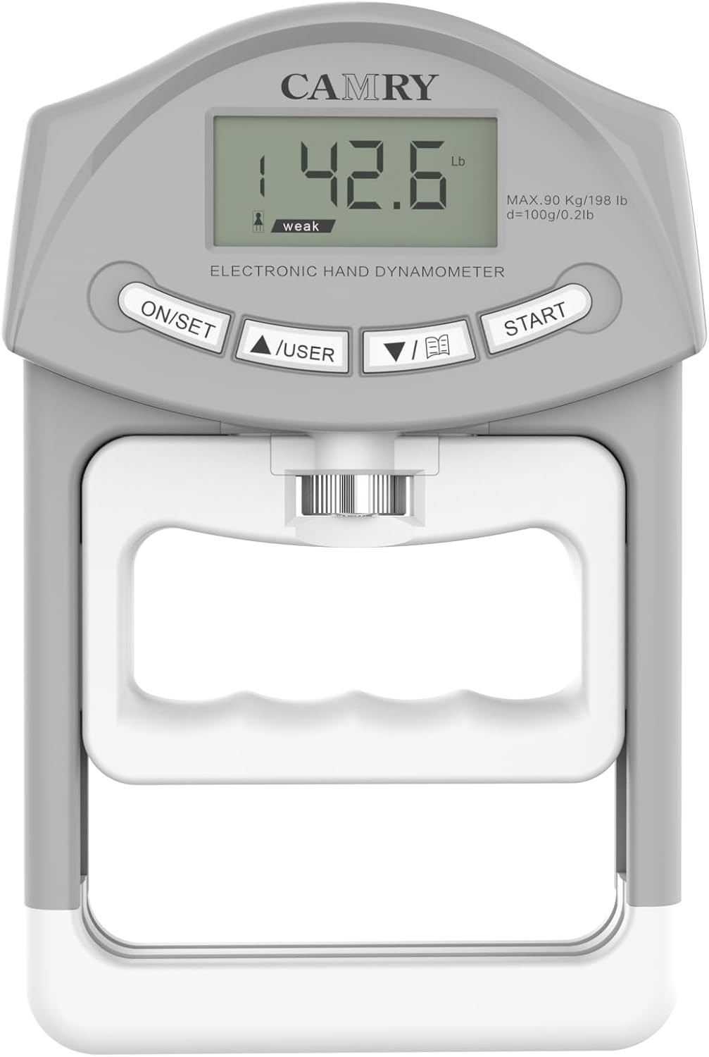 CAMRY Digital Hand Dynamometer Grip Strength Measurement Meter 198lbs/90kgs Auto