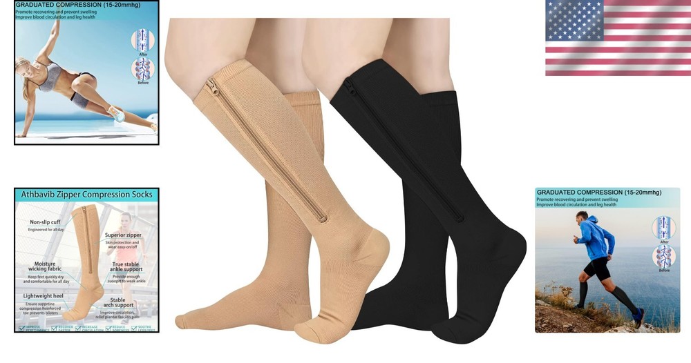Comfortable Closed Toe Zipper Compression Socks - Multicolor for Daily Use