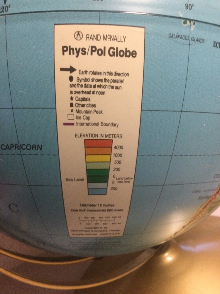 Rand Mcnally PHYS/Pol Globe Has Markable Surface