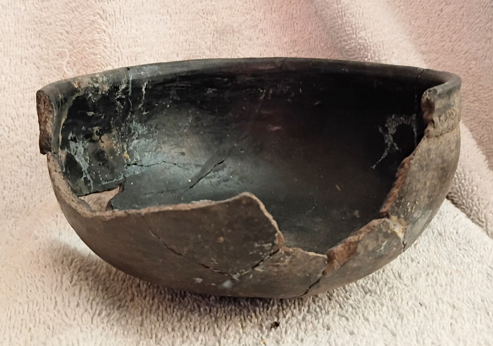 Great Antique Ancestral Pueblo Redware Bowl Corrugated Edge