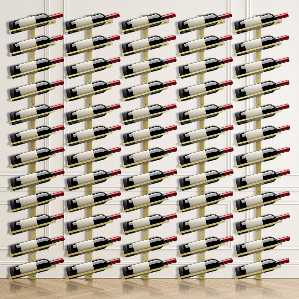 5 Pack Wall Mounted Wine Rack for 60 Bottles Wine Storage Organizer for Kitchen