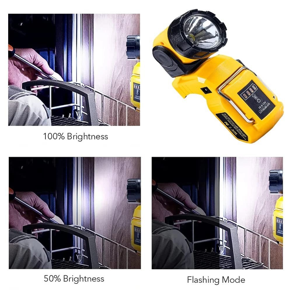 Flashlight LED Work Light for Dewalt 10.8V-12V Rechargeable Rotatable Torch L...