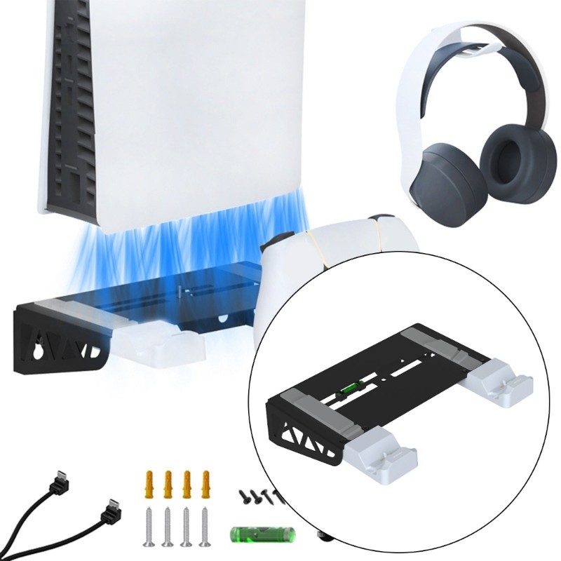 Wall Mount Stand for Console with Charging Dock & Headset Hanger Storage Bracket