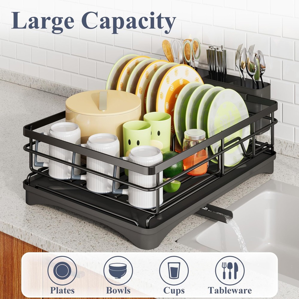 Dish Drying Rack - Stainless Steel Dish Rack for Kitchen Counter Large-Capaci...