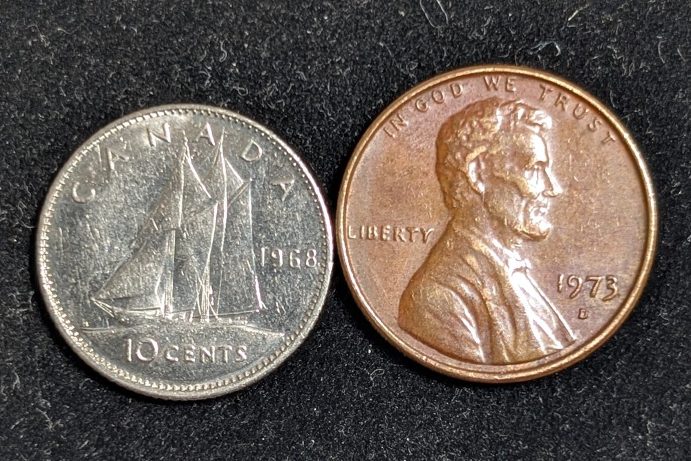 1968 Canada 10 Cents Circulated KM# 72a Nickel